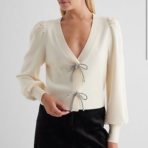 COPY - Express V neck embellished  bow cardigan size M